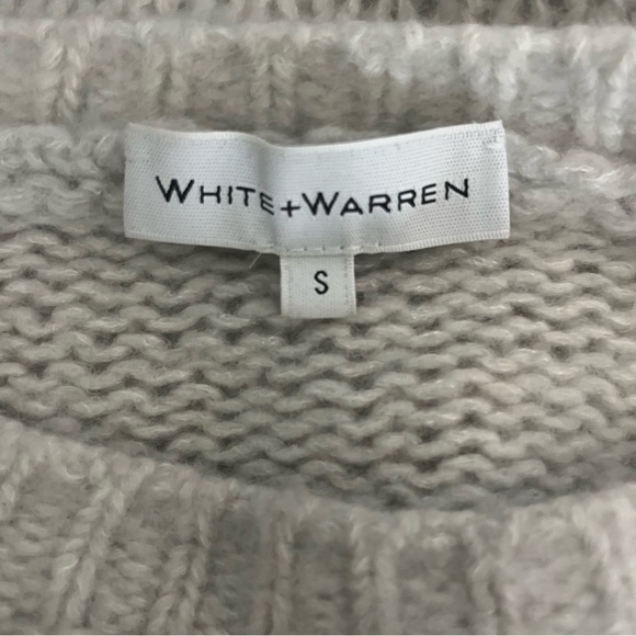 White + Warren Cashmere and Silk Light Gray Women's Sweater Small Cropped Soft - Picture 4 of 10